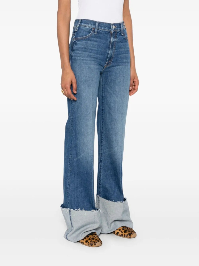 Mother Jeans The Hustler Roller Heel Cuff Fray In Blue