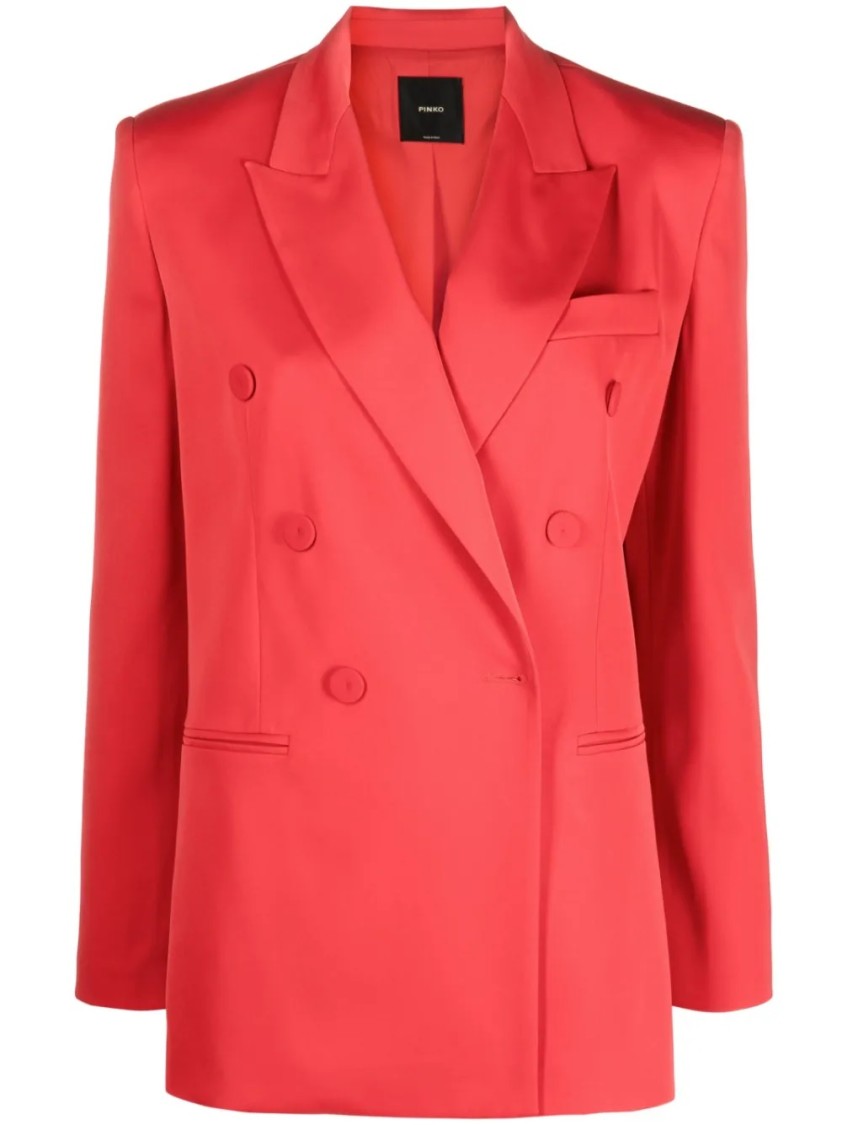 Pinko Double-breasted Tailored Jacket With Sharp Lapels In Red