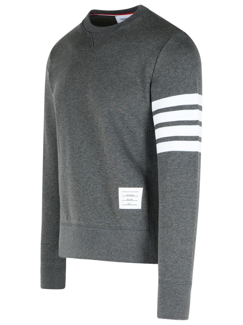 Thom Browne '4 Bar' Dark Grey Cotton Sweatshirt In Gray