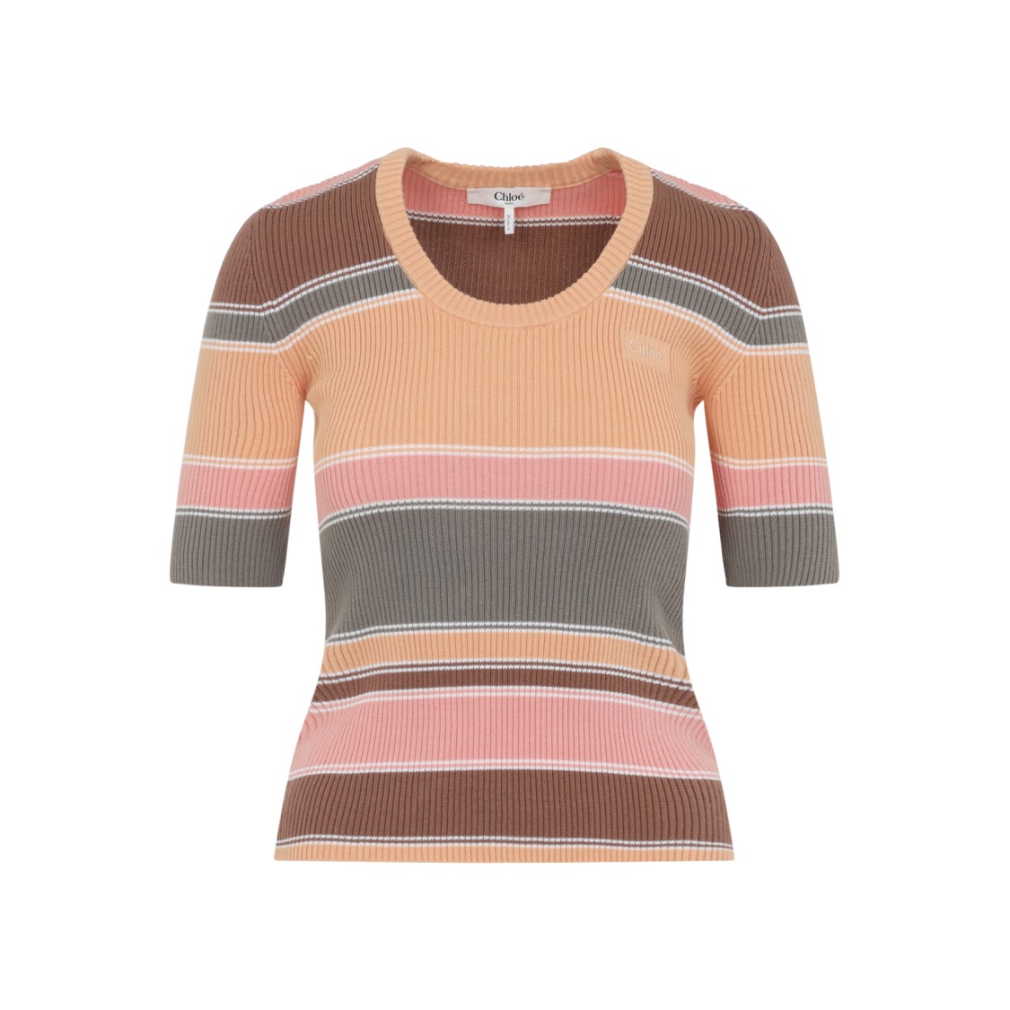 Chloé Multicolor Orange Cotton Sweater In Brown