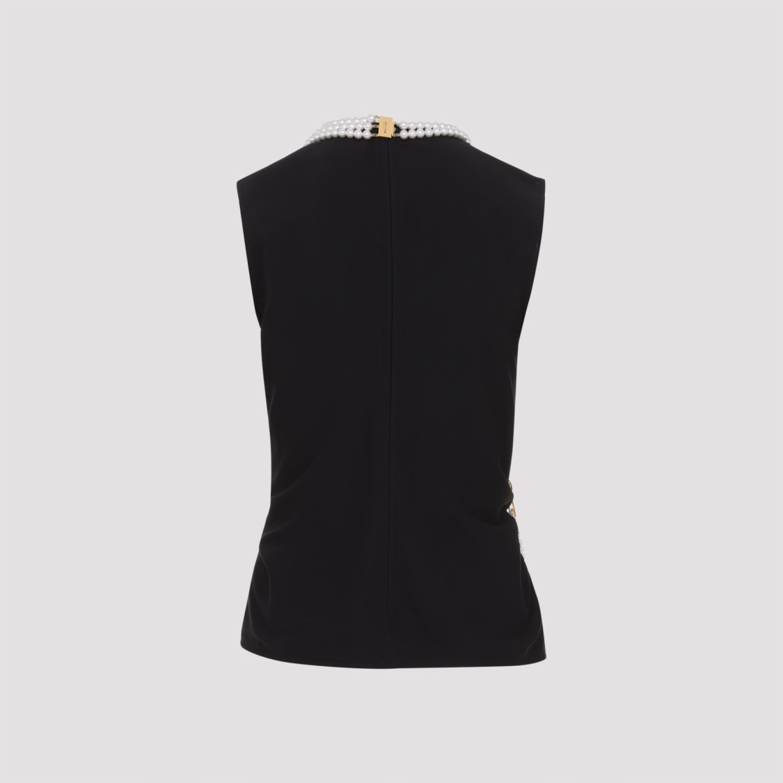Shop Moschino Black Cotton And Silk Top