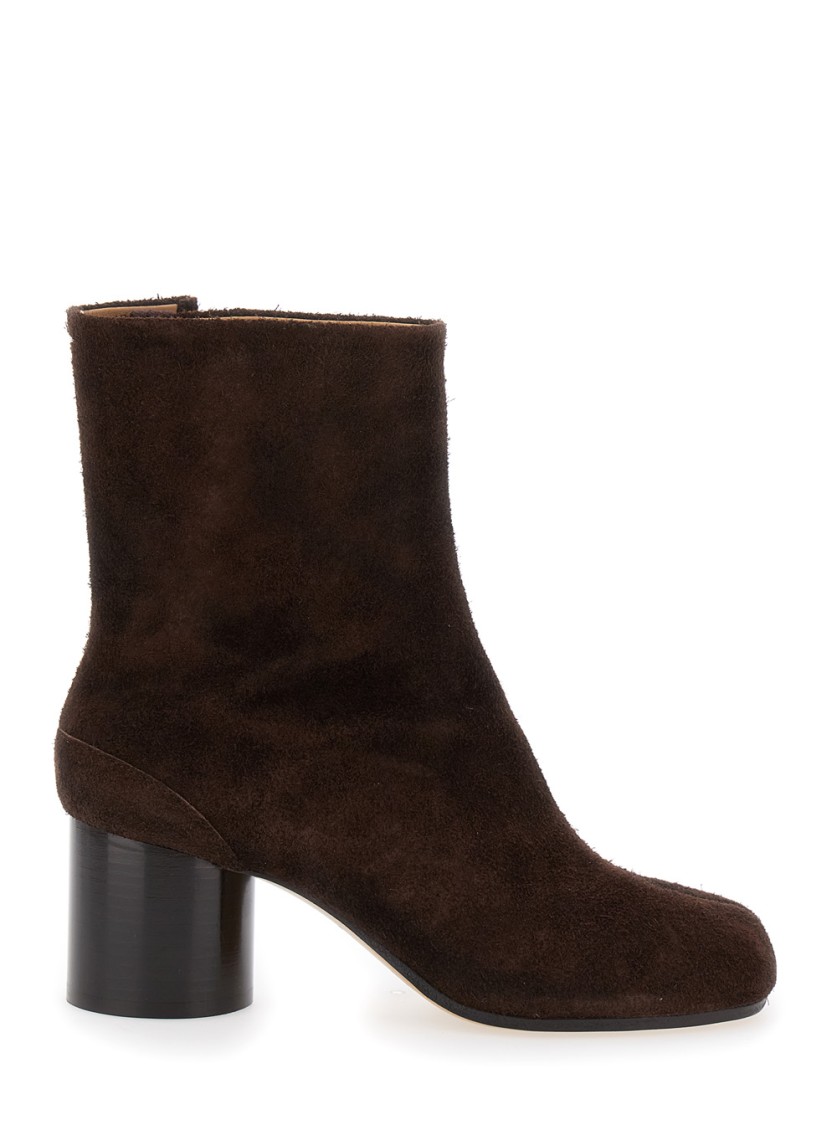 Shop Maison Margiela Brown Ankle Boots With Tabi Toe