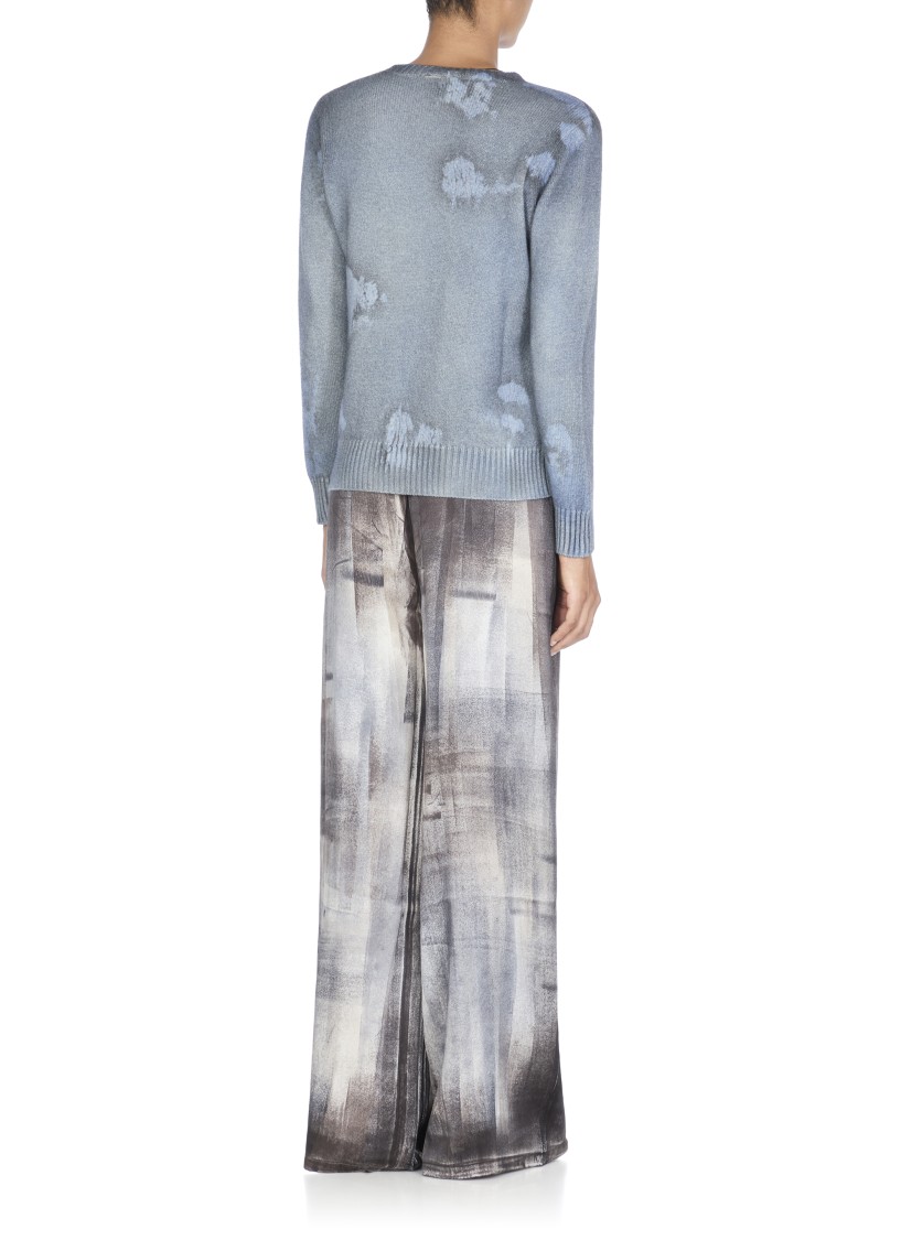 Avant Toi Cashmere Sweater With Unique Blue Pattern In Gray