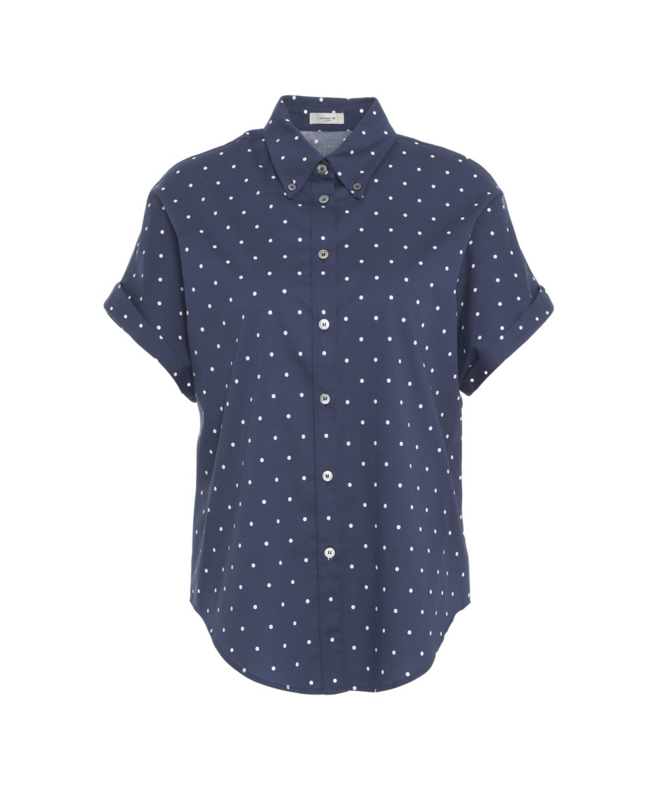 Himon's Himons Polka Dot Print Blouse With Button-down Collar In Blue