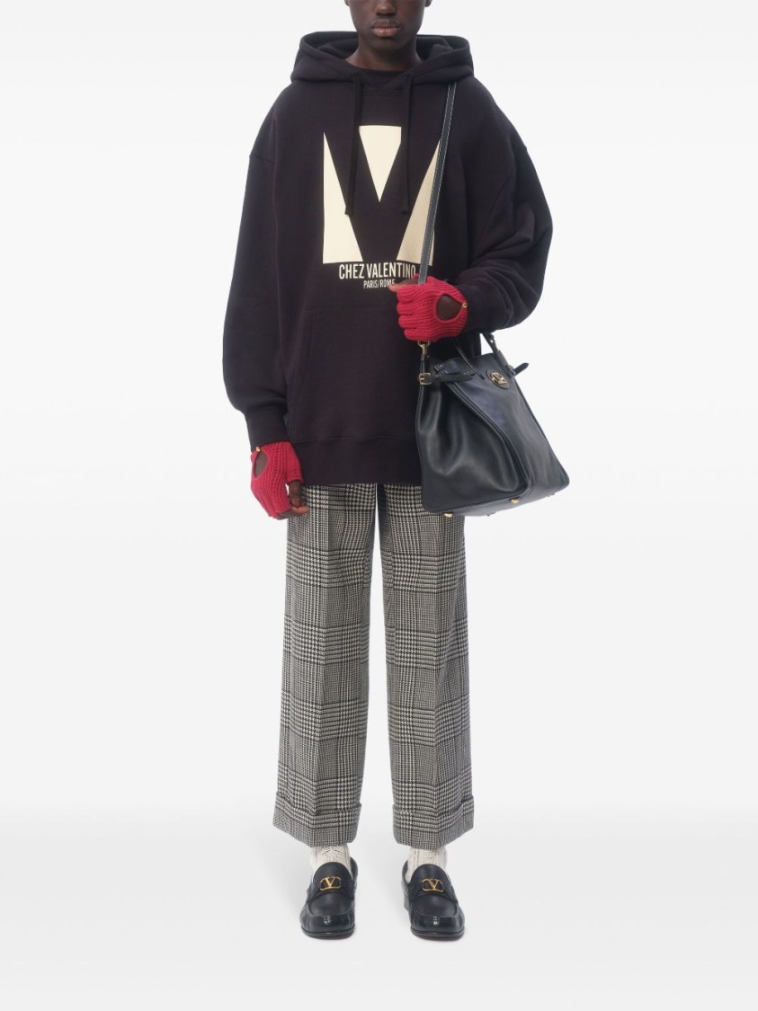 Valentino Drawstring Hood Sweatshirt With Bold Chez Print Valentino Drawstring Hood Sweatshirt With Bold Chez Print