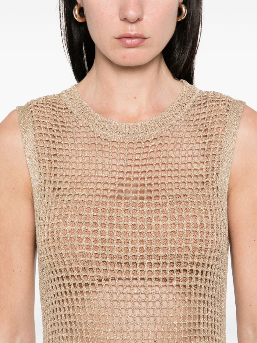 Shop Mc2 Saint Barth Beige Crochet Cover-up With Flattering Side Slits