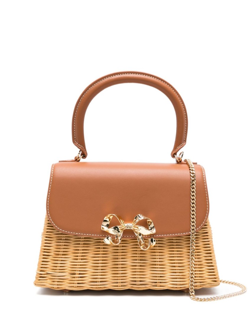 ショルダーバッグ・ポシェット Self-Portrait Brown Foldover Top Bag With Chain-Link Strap Self-Portrait Brown Foldover Top Bag With Chain-Link Strap