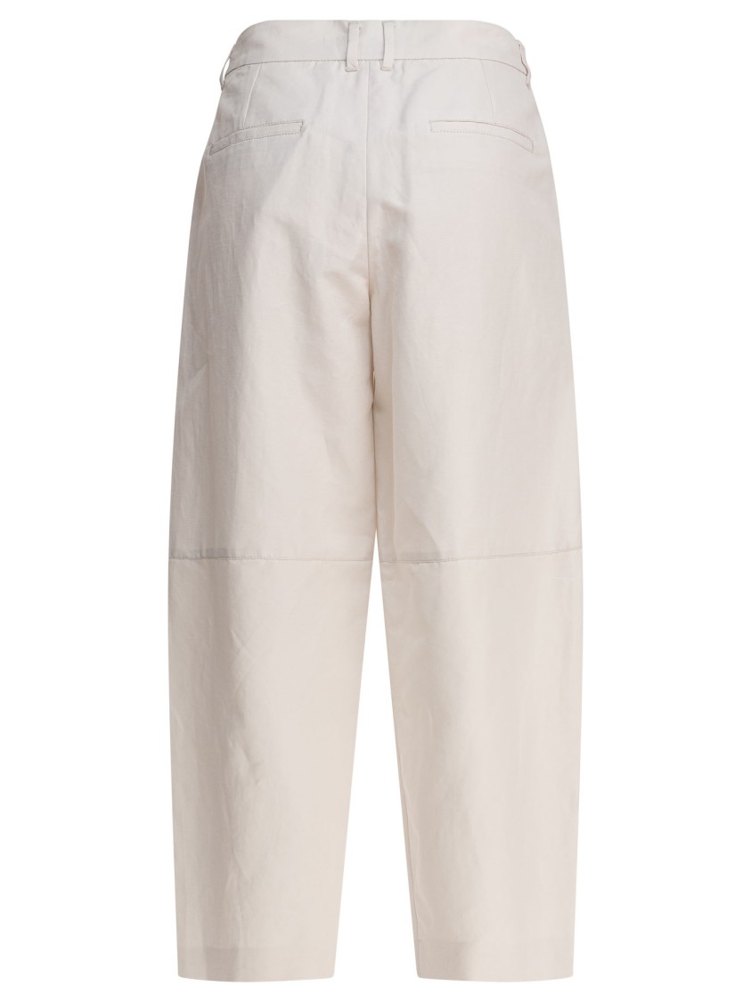 Max Mara Beige Trousers With Cropped Length In White