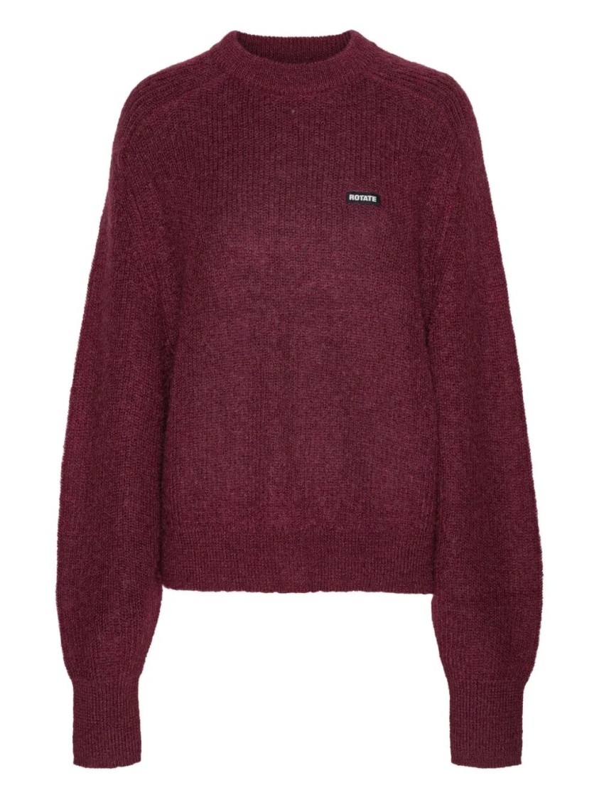 Rotate Birger Christensen Logo-patch Balloon-sleeve Knitwear In Multi