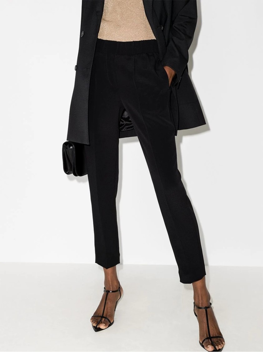 Brunello Cucinelli Elasticated Waist Cropped Trousers In Black