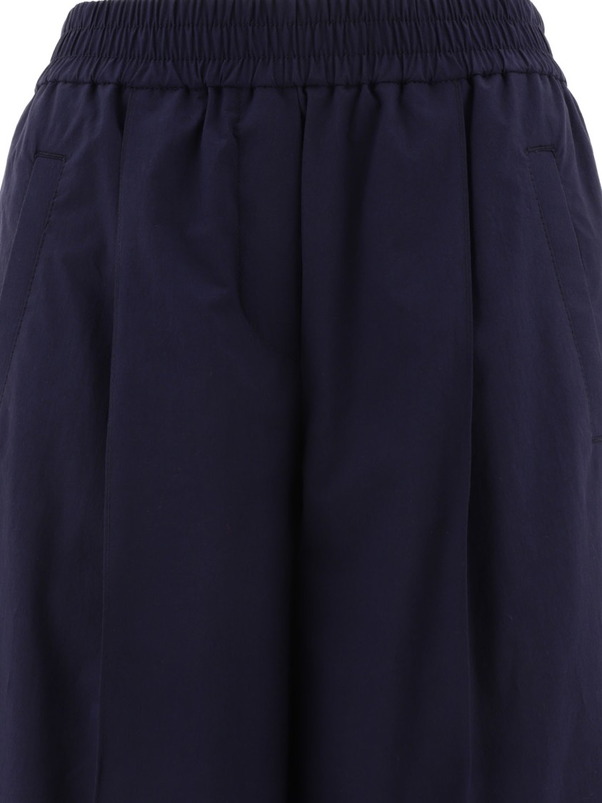 Brunello Cucinelli Relaxed Wide-leg Trousers With Elastic Waistband In Blue
