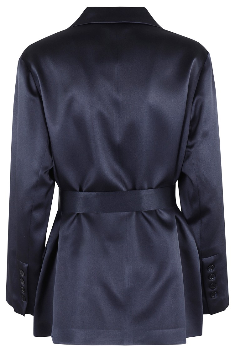 Shop Semicouture Semi Couture Christiana Satin-finish Blazer In Blue