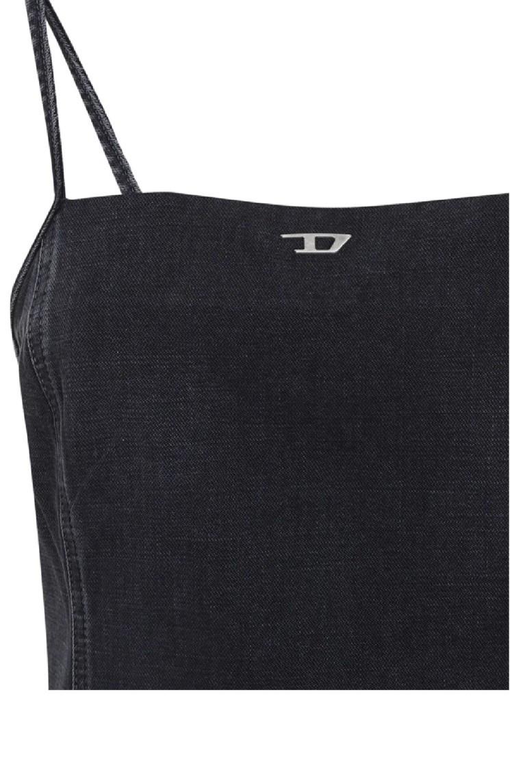 Diesel Fitted Bodice Jumpsuit With Wide-leg Pants In Black
