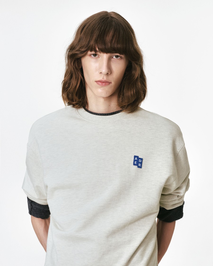 Adererror Semi-oversized Cotton Sweatshirt With Tetris Logo Patch In Neutral