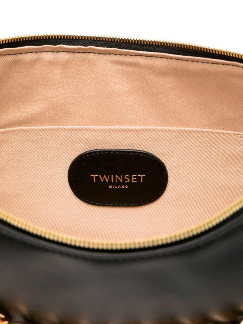 Twinset Twin-set Black Crossbody Bag With Chain Strap In Black