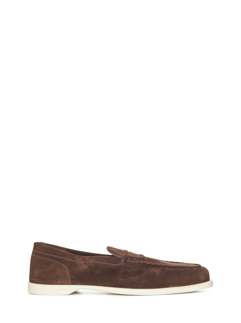 John Lobb Mud Suede Pace Loafers In Grey