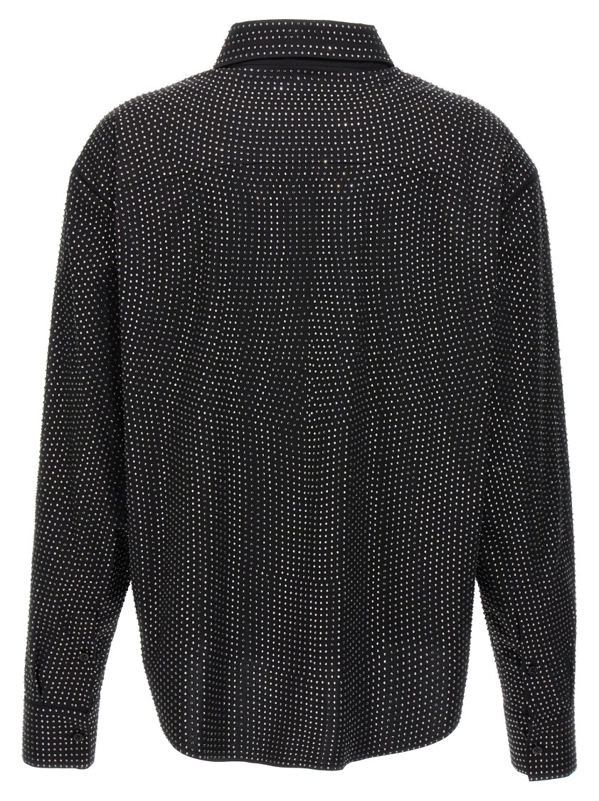 Giuseppe Di Morabito Crystal Studded Spread Collar Blouse In Black