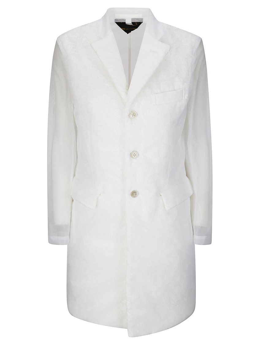 Shop Comme Des Garçons Long Multilayered Ladies' Jacket In White
