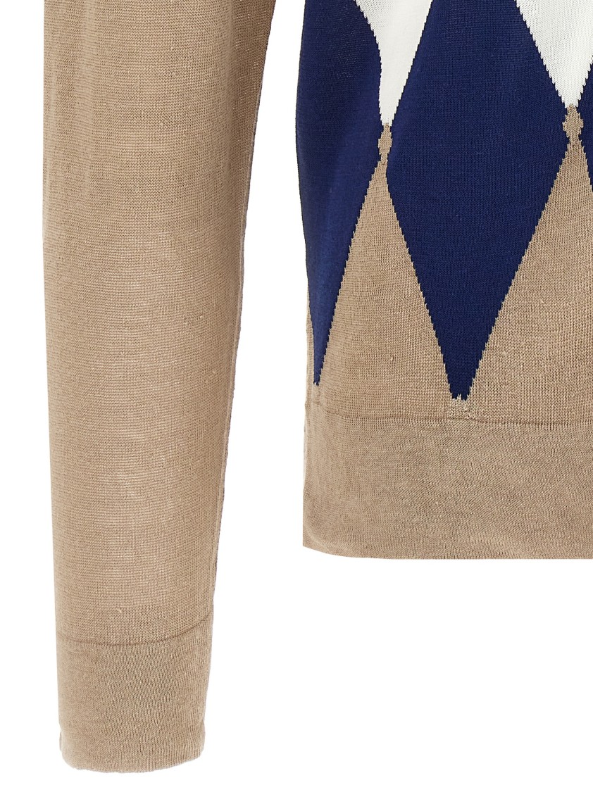 Ballantyne Beige Argyle Polo In Neutral