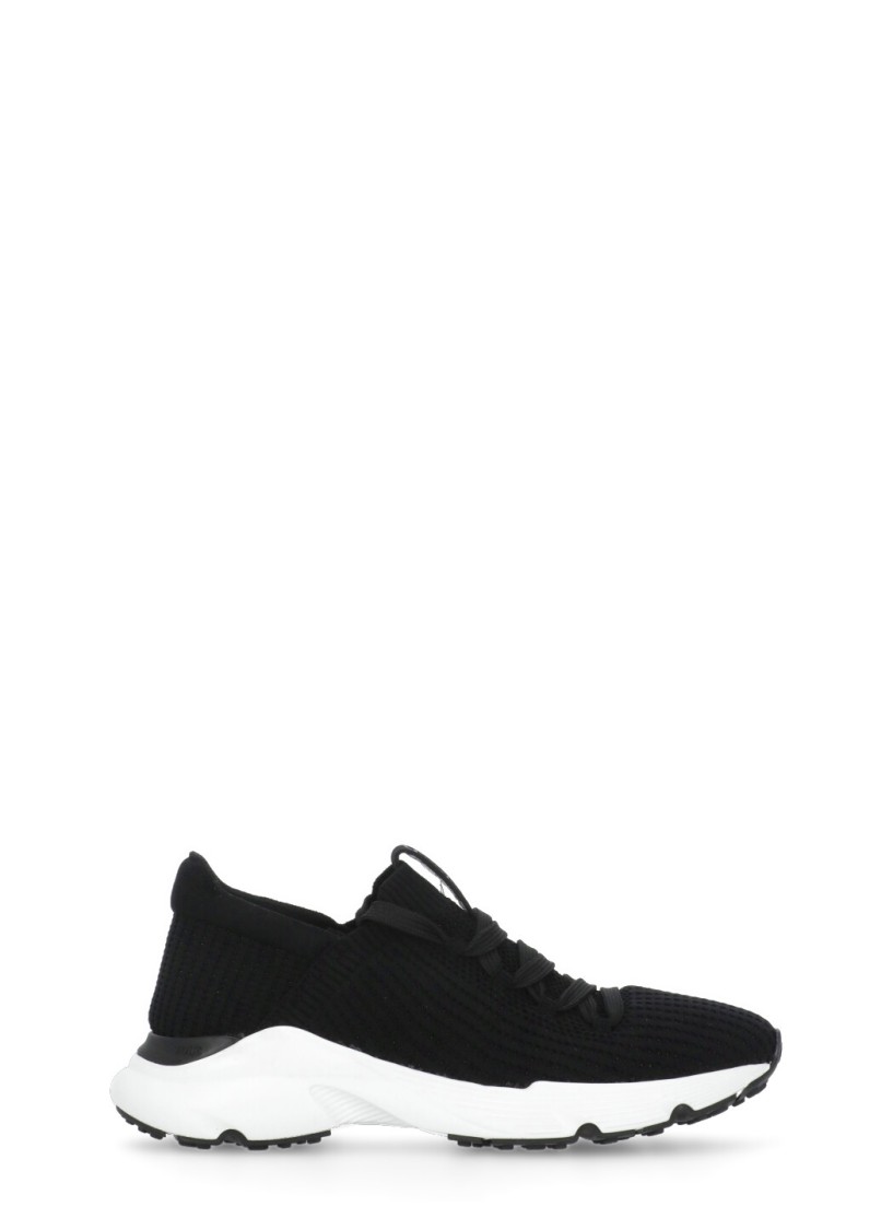 Shop Tod's Black Fabric Sneakers