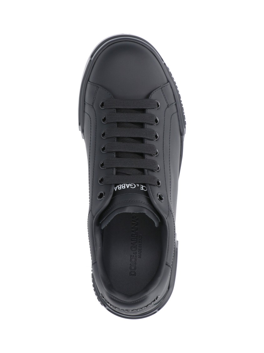 Dolce & Gabbana Portofino Light Black Sneakers With Logo Patch On The Tongue And Tonal Logo Lettering On The Heel In In Black