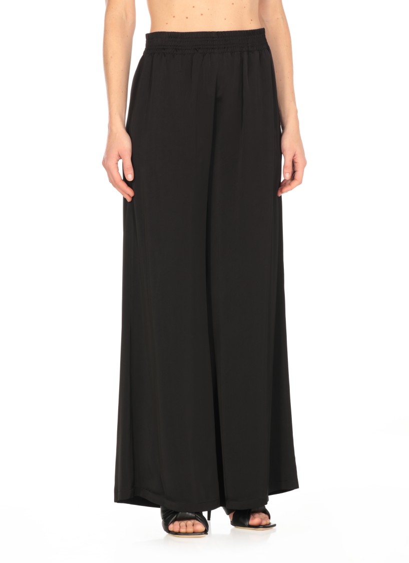 Fabiana Filippi Wide-leg Satin Trousers In Black