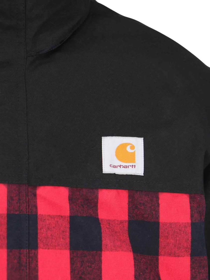 Shop Junya Watanabe Checked Technical Jacket In Black Cotton Geometric Checked
