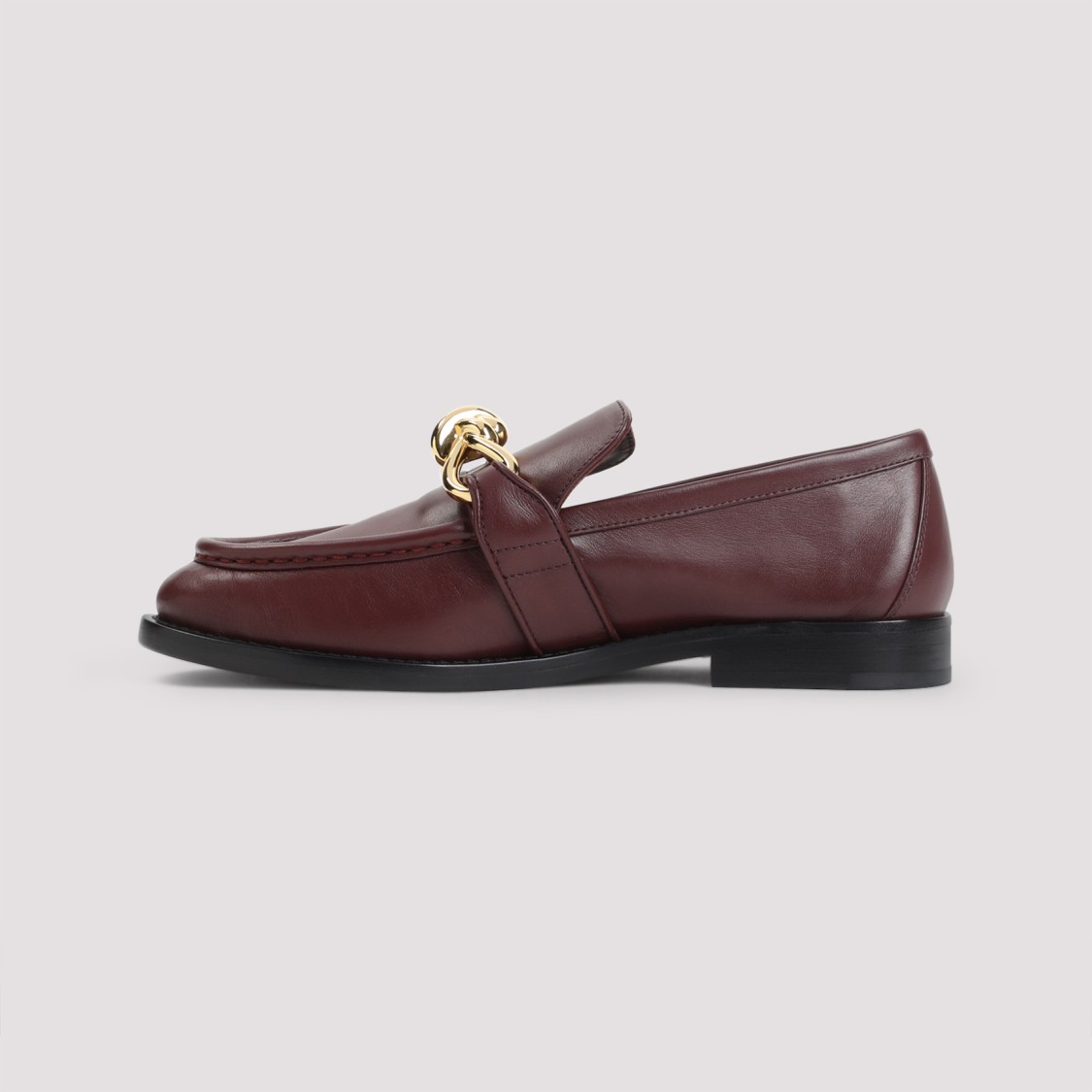 Bottega Veneta Barolo Brown Leather Astair Metallic Knot Loafer