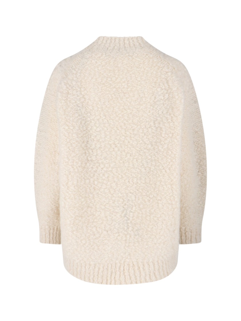 Isabel Marant Relaxed Fit High Neck Sweater With Longer Hem In Neutral