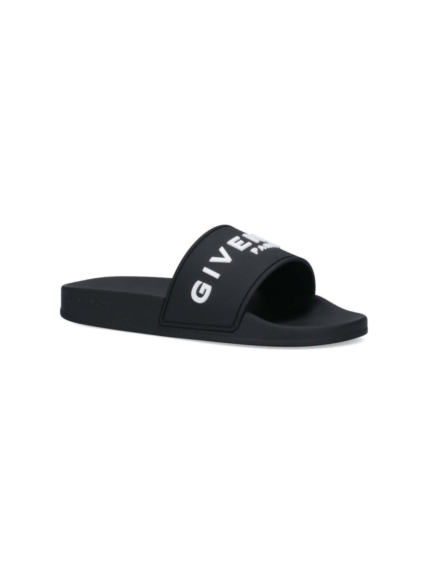 GIVENCHY GIVENCHY LOGO SLIDE SANDALS – BLACK