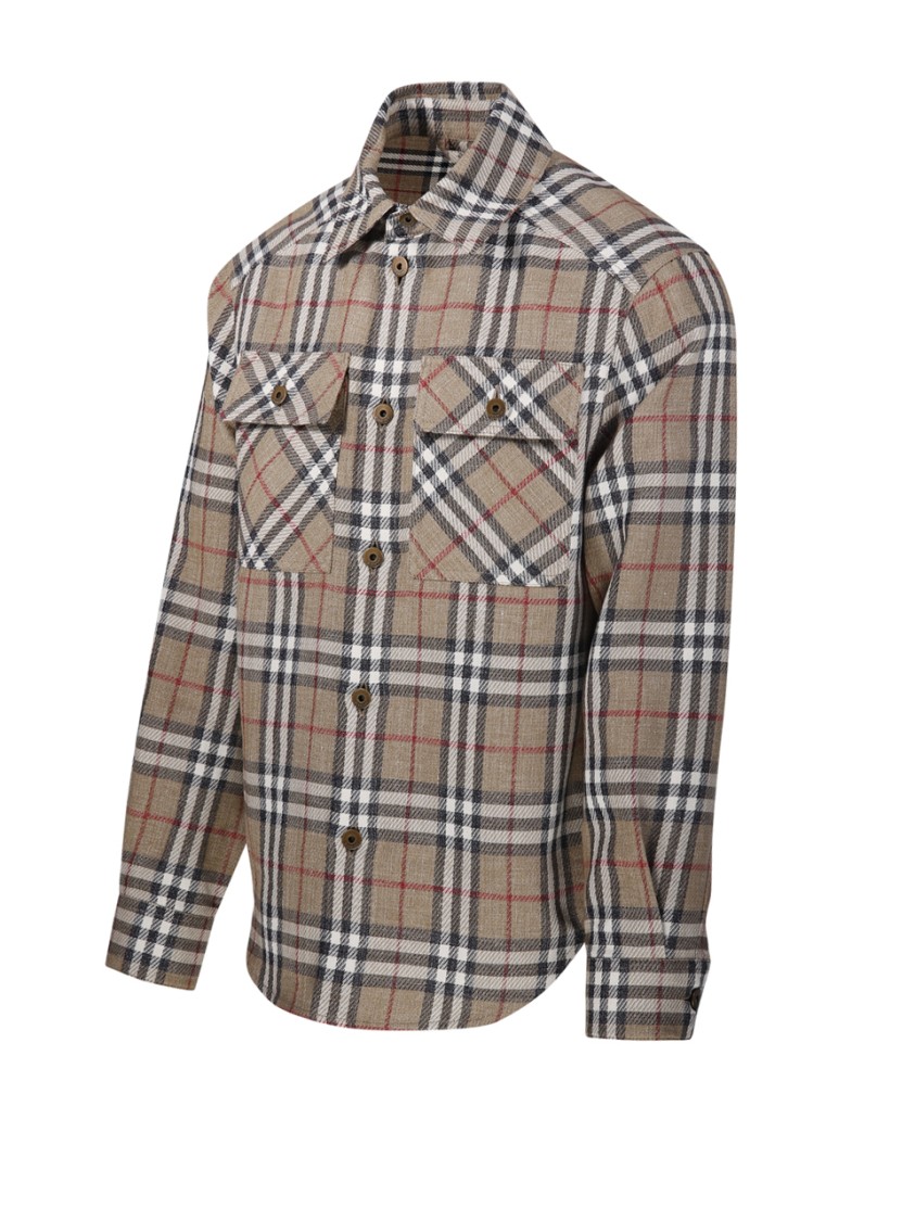 Shop Burberry Earthy Tones Plaid Button-up Shirt In Grey