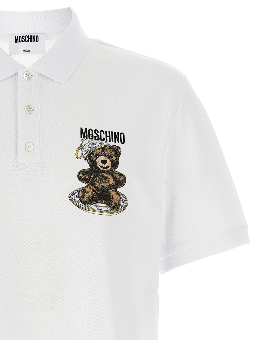 Moschino Piqué Cotton Polo Shirt With Logo Print | THE LIST Moschino Piqué Cotton Polo Shirt With Logo Print | THE LIST