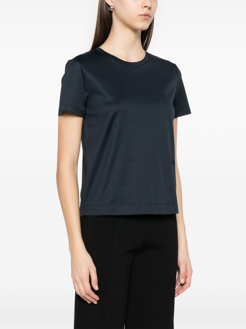 Max Mara Pure Cotton T-shirt With Classic Crew Neckline In Black