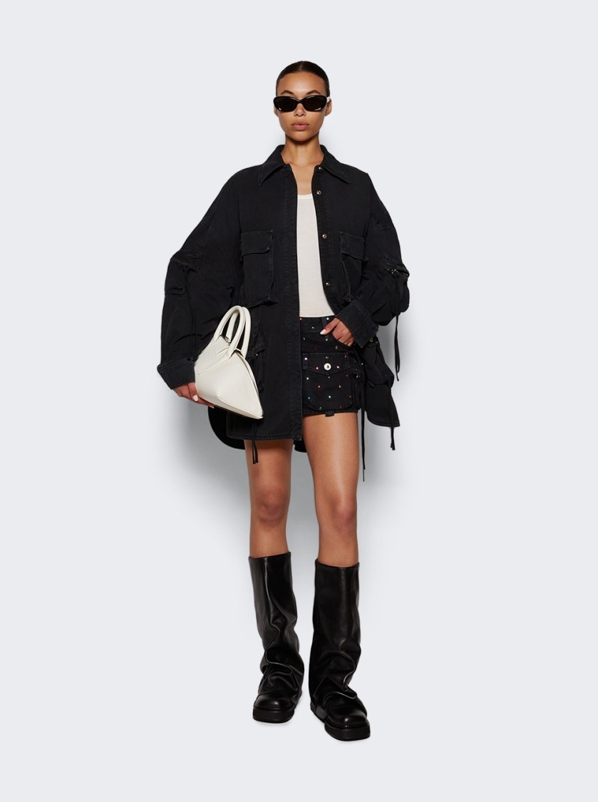 Shop Attico The Fern Short Coat Black