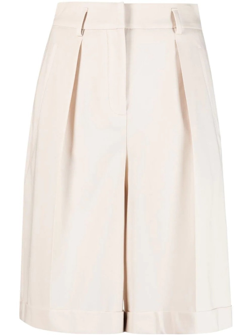 Lorena Antoniazzi Tailored Beige Shorts With Pleated Front In Neutral