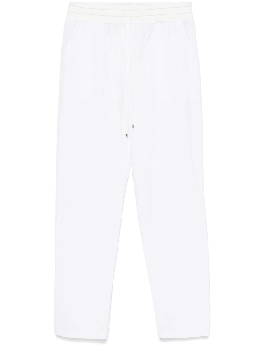 Lorena Antoniazzi Relaxed Fit White Trousers With Drawstring Waist In Gray