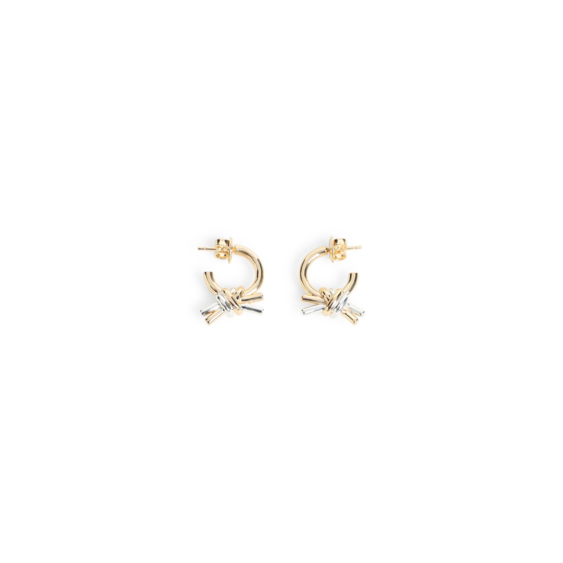 Bottega Veneta Intertwined Brass Hoop Earrings With Decorative Knot In Gold