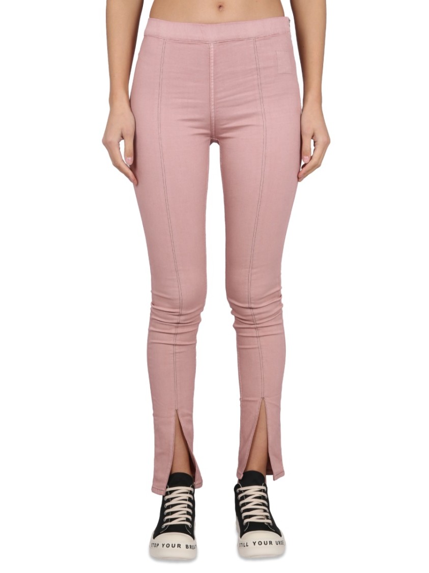 Rick Owens Drkshdw Drkshdw By Rick Owens Denim Leggings With Elastic Waistband And Stylish Slits In Pink