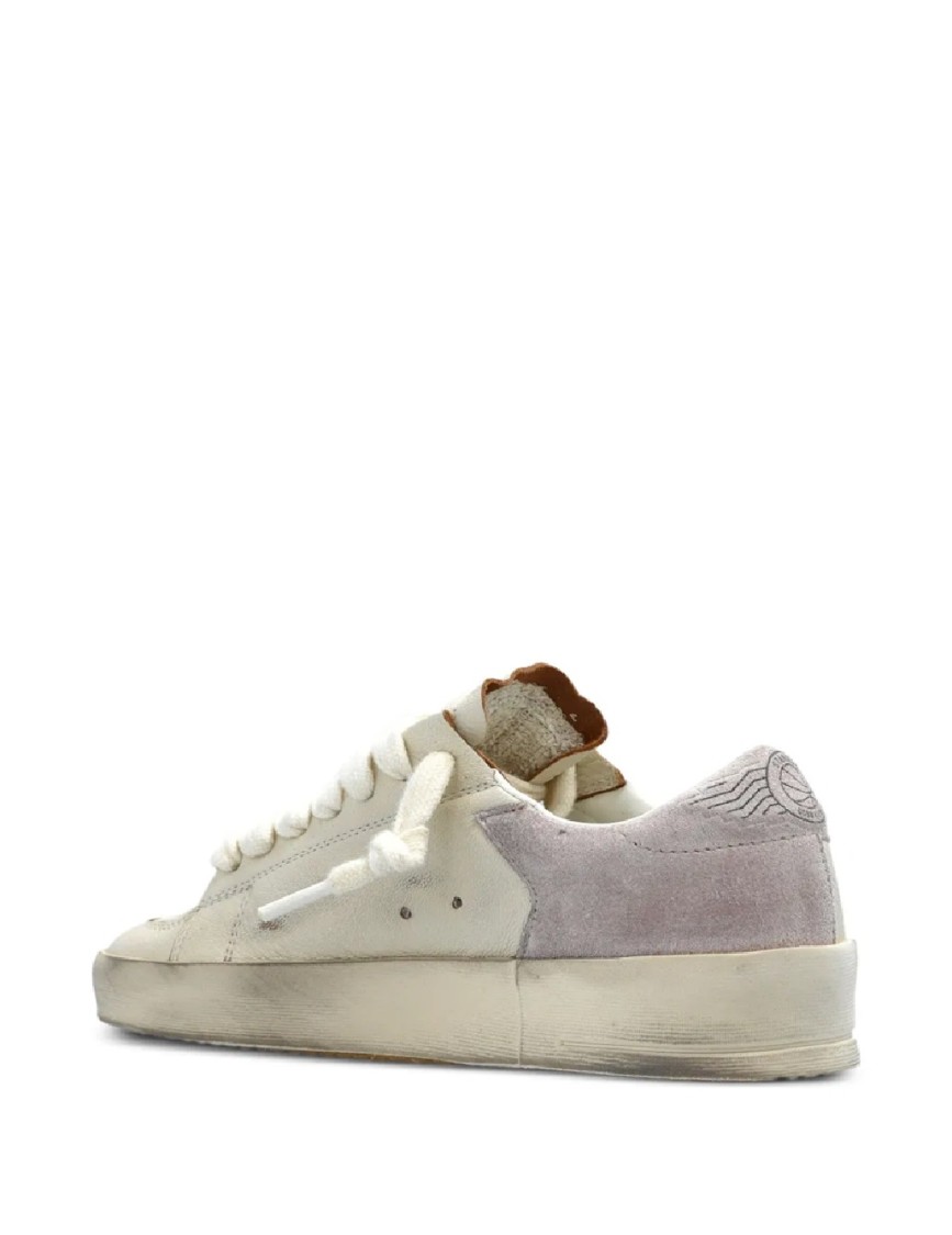 Golden Goose Vintage-inspired Distressed Sneakers With Prominent Star Detail In Neutral