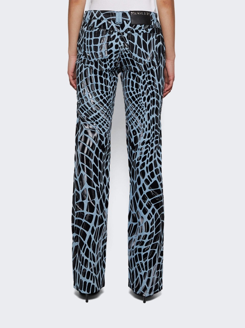 MUGLER MUGLER VELVET PRINT STRAIGHT LEG JEANS