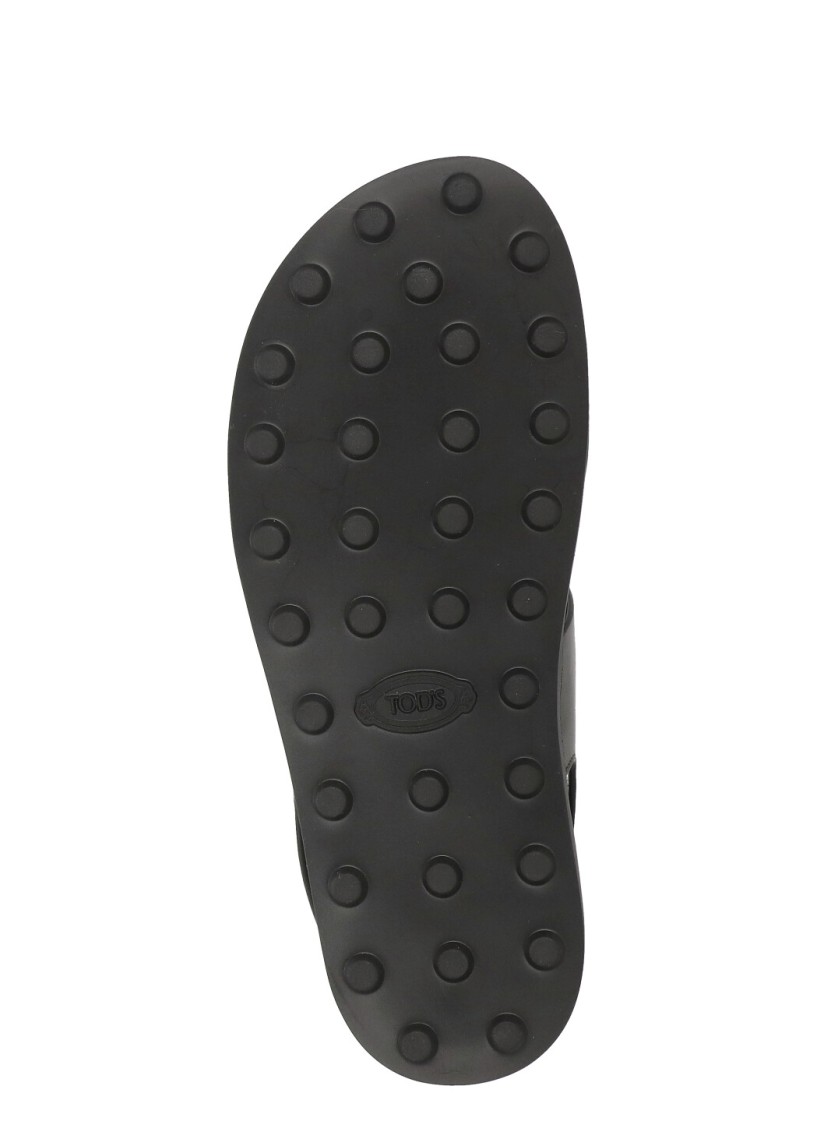 Shop Tod's Black Leather Sandals