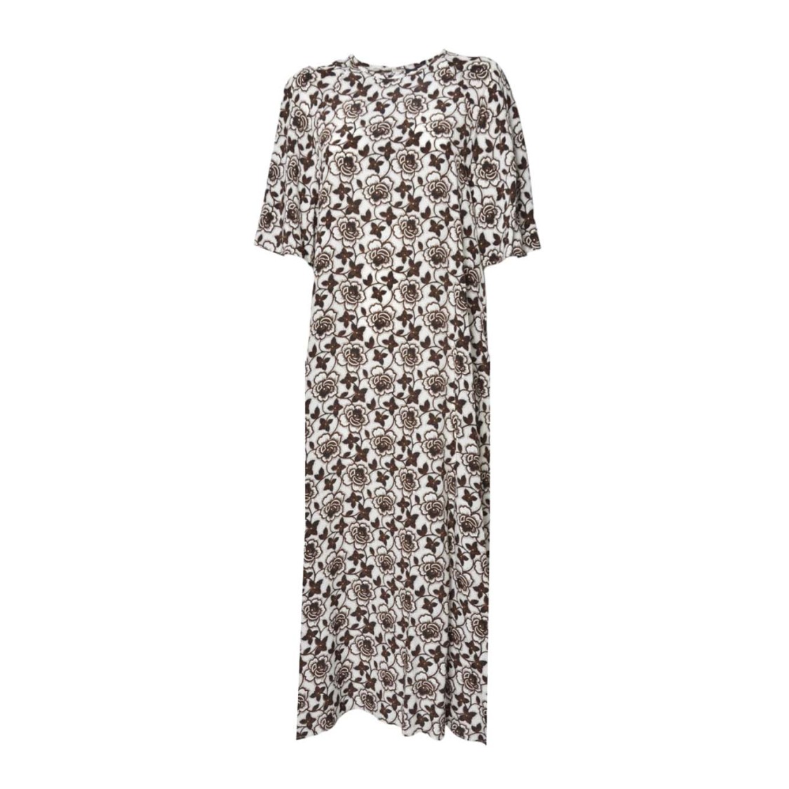 Max Mara Floral Pattern Maxi Dress With Short Sleeves In Multi