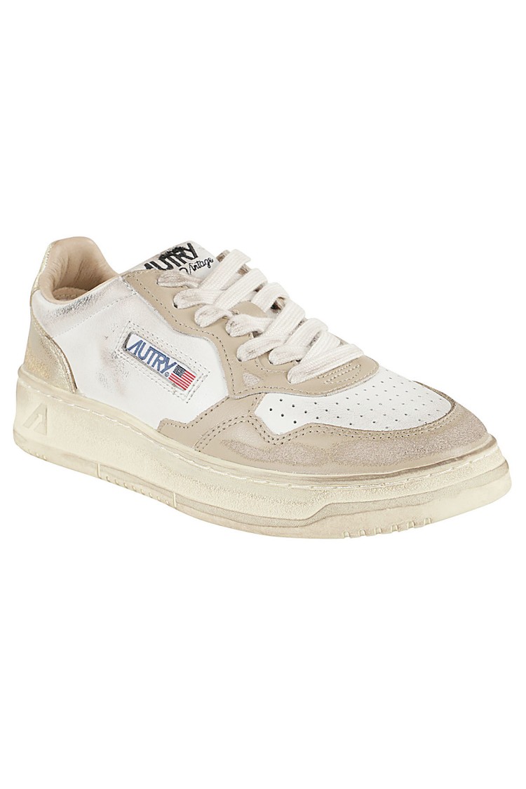 Shop Autry Vintage-inspired White Sup Vint Leather Sneakers