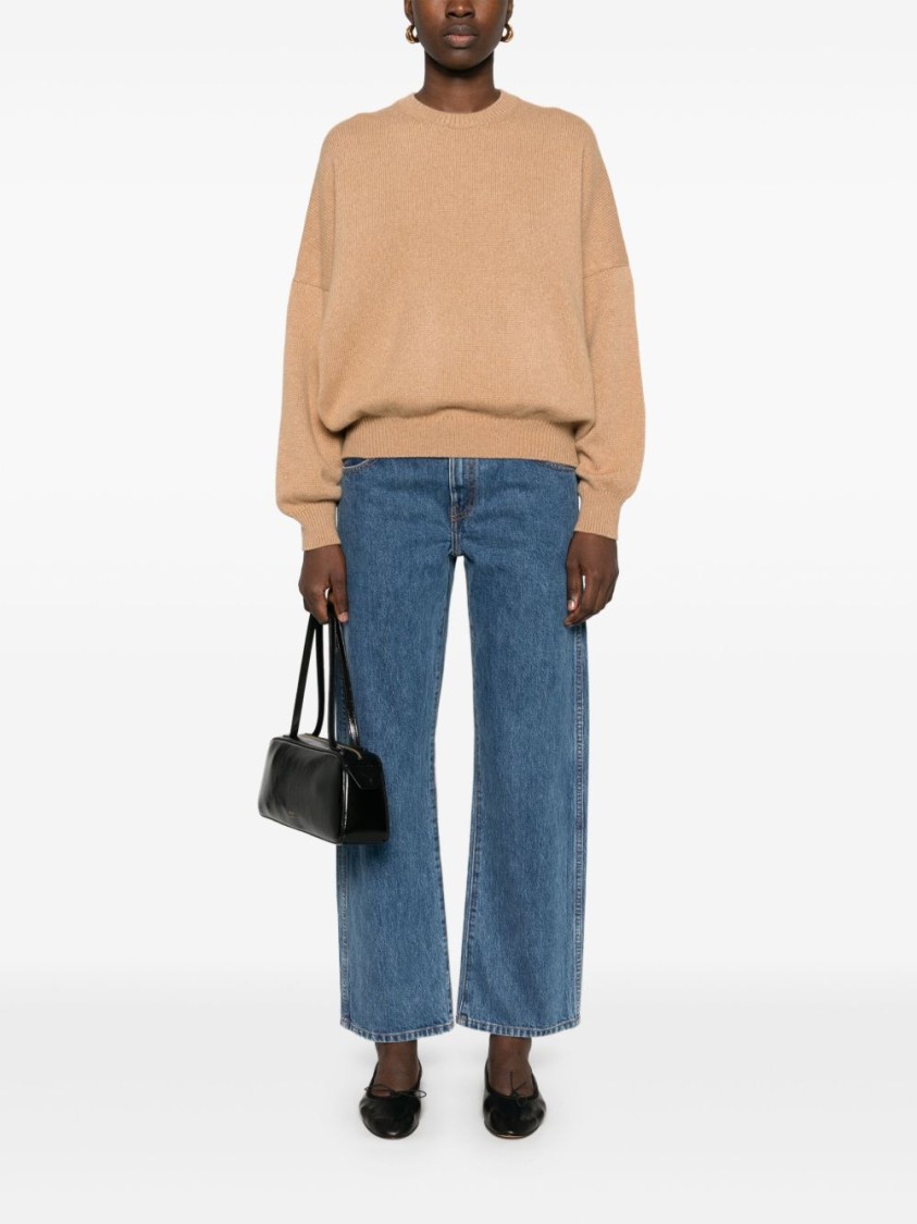 Khaite Brown Cashmere Sweater With Relaxed Fit In Brown