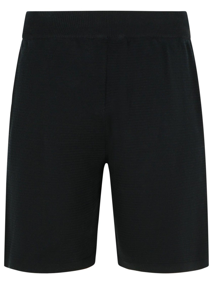 Shop Laneus Black Cotton Bermuda Shorts