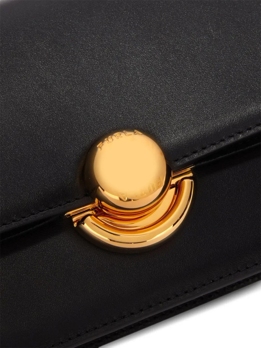 Furla Leather Crossbody Bag Chain Strap Gold-tone Hardware In Black