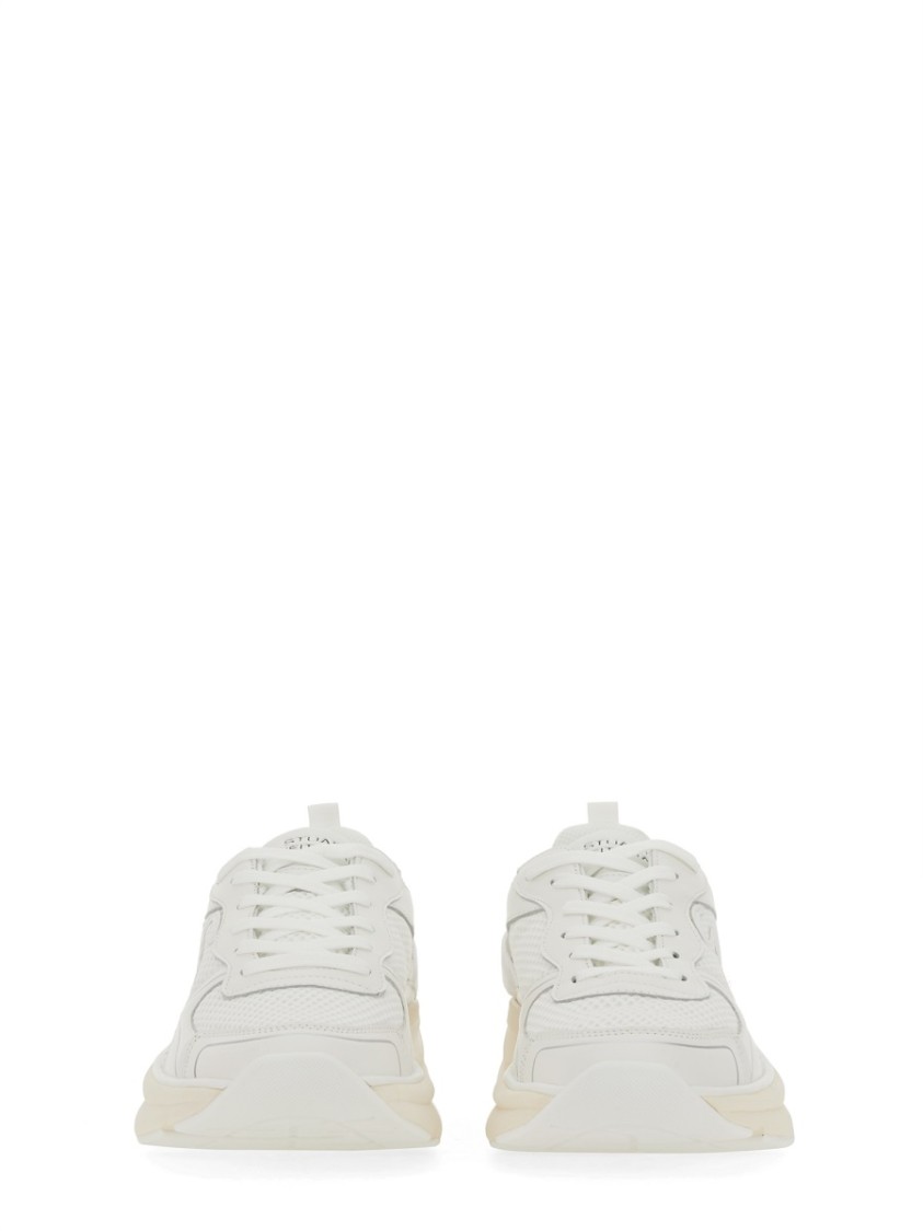 Stuart Weitzman White Sneakers With Logo Embroidery On The Side And Logo Patch On The Heel In Leather And Mesh Woman In White