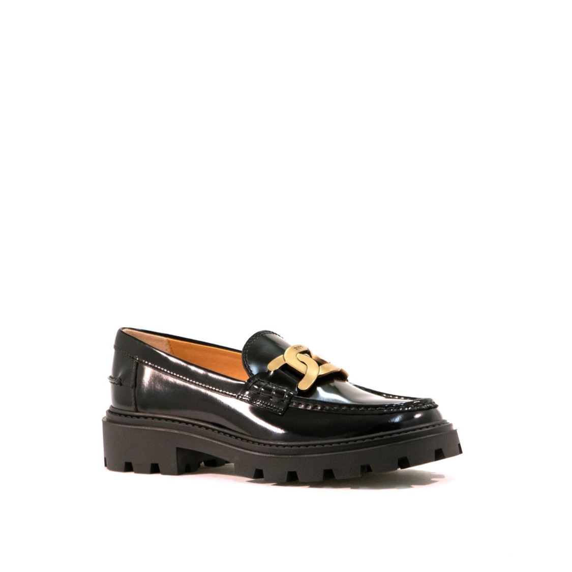 Shop Tod's Patent Leather Loafers With Chunky Sole In Black