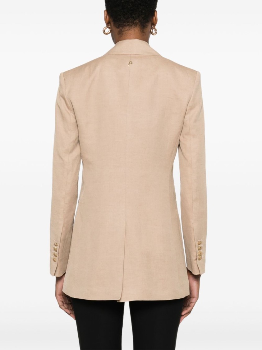 Shop Dondup Tailored Beige Blazer With Notched Lapels In Neutrals
