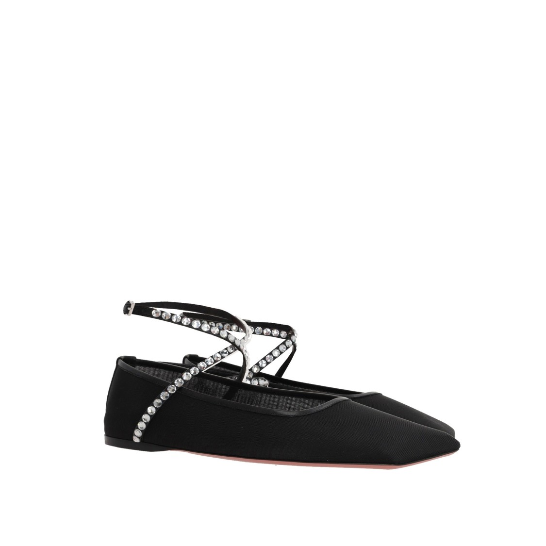 Amina Muaddi Ane Crystal-embellished Mesh Ballerina Shoes